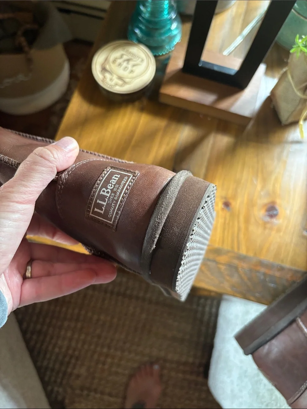 L.L. Bean Brown Suede Winter Boots with Cream Shearling Lining